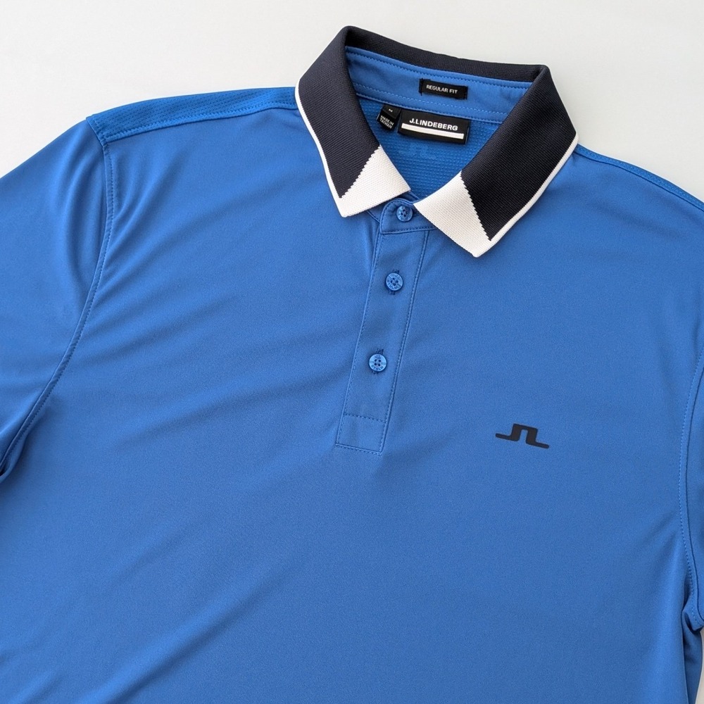 J.Lindeberg‎ Nile Golf Polo Shirt Men M Blue Regular Fit Performance GMJT06867